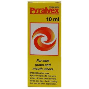 Unbranded Pyralvex Paint - Oral Solution for Relief from Mouth Ulcers and Oral Lesions 10m Unbranded Pyralvex Paint - Oral Solution for Relief from Mouth Ulcers and Oral Lesions 10m