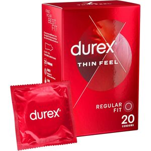 Durex Thin Feel Condoms, Regular Fit, 20s, Secure, Natural Latex, with Silicone Durex Thin Feel Condoms, Regular Fit, 20s, Secure, Natural Latex, with Silicone