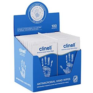 Clinell Antimicrobial Hand Wipes - Pack of 100 Individually Wrapped Sachets - Sanitising Clinell Antimicrobial Hand Wipes - Pack of 100 Individually Wrapped Sachets - Sanitising