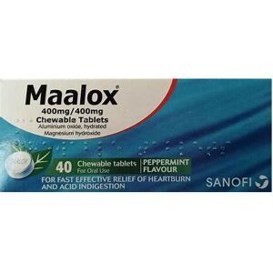 Sanofi Maalox Chewable Tablets- Mint Flavour (40 tablets) Sanofi Maalox Chewable Tablets- Mint Flavour (40 tablets)