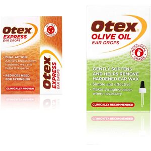 Otex Express Ear Drops, 10ml & Olive Oil Ear Drops, 10ml. for The Effective Remo Otex Express Ear Drops, 10ml & Olive Oil Ear Drops, 10ml. for The Effective Remo
