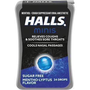 HALLS Minis Mentho-Lyptus Flavor Sugar Free Cough Drops 24 Drops HALLS Minis Mentho-Lyptus Flavor Sugar Free Cough Drops 24 Drops