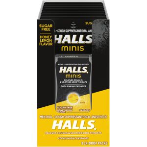 HALLS Minis Honey Lemon Flavor Sugar Free Cough Drops 8 Packs of 24 Drops (192 HALLS Minis Honey Lemon Flavor Sugar Free Cough Drops 8 Packs of 24 Drops (192
