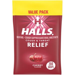 HALLS Relief Cherry Cough Drops Value Pack 200 Drops HALLS Relief Cherry Cough Drops Value Pack 200 Drops