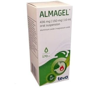"TEVA PHARMA" ALMAGEL 170ml Oral Suspension Stomach Aches & Ulcer Symptoms "TEVA PHARMA" ALMAGEL 170ml Oral Suspension Stomach Aches & Ulcer Symptoms