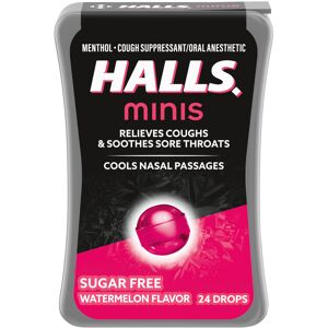 HALLS Minis Watermelon Flavor Sugar Free Cough Drops 24 Drops HALLS Minis Watermelon Flavor Sugar Free Cough Drops 24 Drops