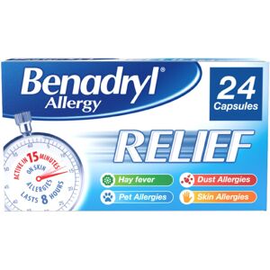 Benadryl Allergy Relief Capsules (1 x 24) Antihistamine Capsules with Acrivastin Benadryl Allergy Relief Capsules (1 x 24) Antihistamine Capsules with Acrivastin