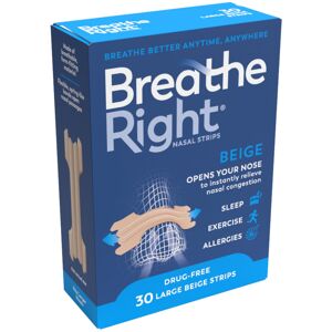 Breathe Right Original Tan, Beige Large 30 Pieces, Nasal Strips for Sn Breathe Right Original Tan, Beige Large 30 Pieces, Nasal Strips for Sn