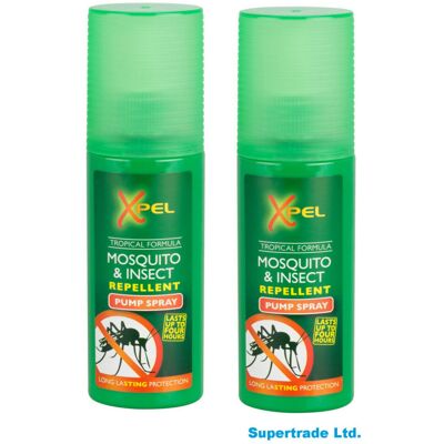 2 x Xpel Mosquito & Insect Repellent Pump Spray Tropical Formula 70ml 2 x Xpel Mosquito & Insect Repellent Pump Spray Tropical Formula 70ml