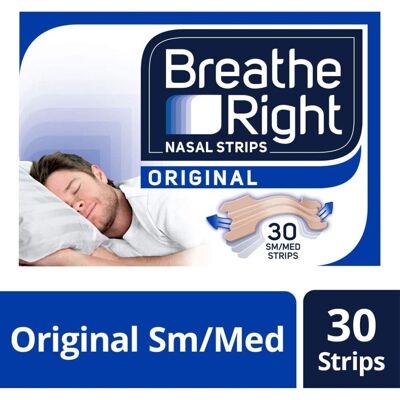 Breathe Right Nasal Strips - Stop Snoring Aids for Men & Women, Original Tan, Sm Breathe Right Nasal Strips - Stop Snoring Aids for Men & Women, Original Tan, Sm