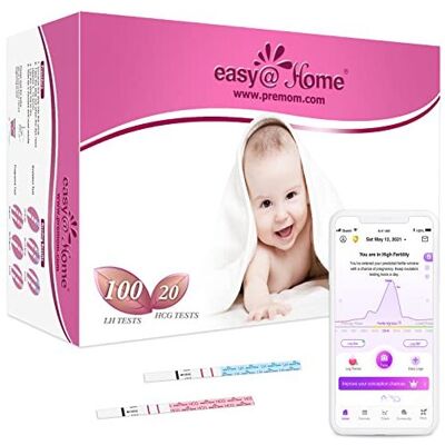 Easy@Home 100 x Ovulation Test Strips and 20 x Pregnancy Test Strips - Fertility Easy@Home 100 x Ovulation Test Strips and 20 x Pregnancy Test Strips - Fertility