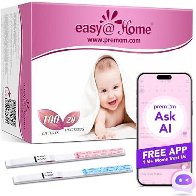 Easy@Home 100 x Ovulation Test Strips and 20 x Pregnancy Test Strips - Fertility Easy@Home 100 x Ovulation Test Strips and 20 x Pregnancy Test Strips - Fertility