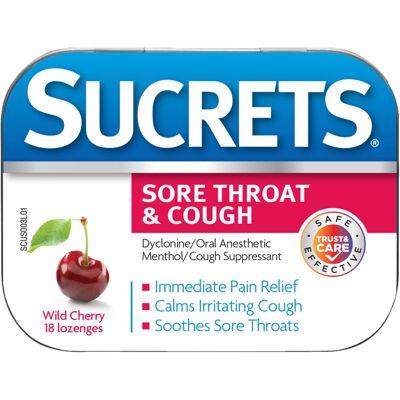 Sucrets Sore Throat Lozenges Wild Cherry Flavor 18 Count Sucrets Sore Throat Lozenges Wild Cherry Flavor 18 Count