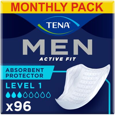 TENA Men Absorbent Protector Incontinence Pads, Level 1, for Light Bladder Weakn TENA Men Absorbent Protector Incontinence Pads, Level 1, for Light Bladder Weakn