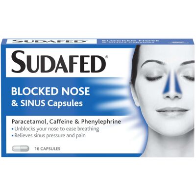 Sudafed Blocked Nose and Sinus Capsules (1x16 Capsules), Unblocks Nose to Ease B Sudafed Blocked Nose and Sinus Capsules (1x16 Capsules), Unblocks Nose to Ease B