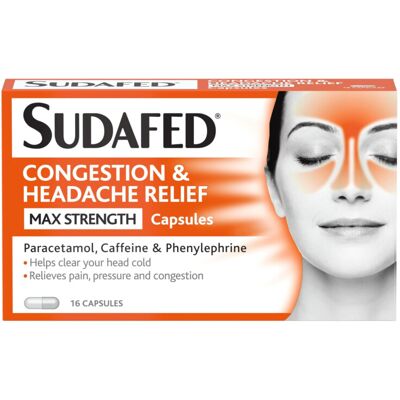 Sudafed Congestion & Headache Relief Max Strength Capsules, Fast and Effective R Sudafed Congestion & Headache Relief Max Strength Capsules, Fast and Effective R