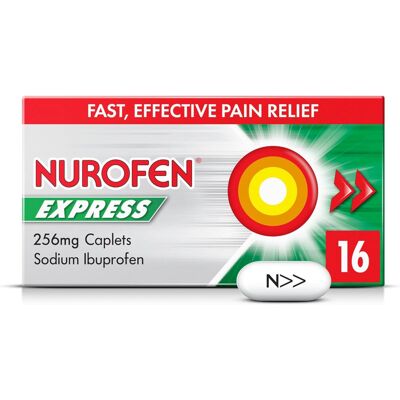 Nurofen Express Sodium Ibuprofen Caplets 256mg, 16 Count - Fast-Acting Relief fo Nurofen Express Sodium Ibuprofen Caplets 256mg, 16 Count - Fast-Acting Relief fo