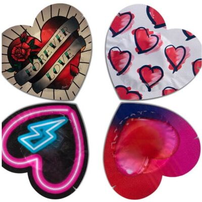 Pasante Red Heart-Shaped Condoms - 144 Units Pasante Red Heart-Shaped Condoms - 144 Units