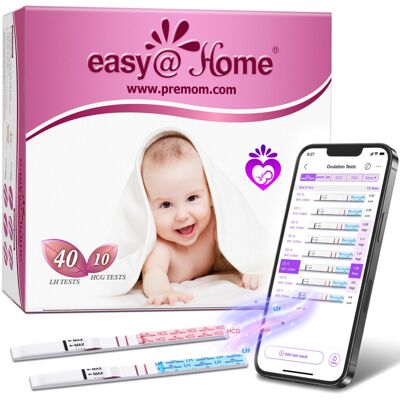 Easy@Home 40 x Ovulation Test Strips and 10 x Pregnancy Test Strips - Fertility Easy@Home 40 x Ovulation Test Strips and 10 x Pregnancy Test Strips - Fertility