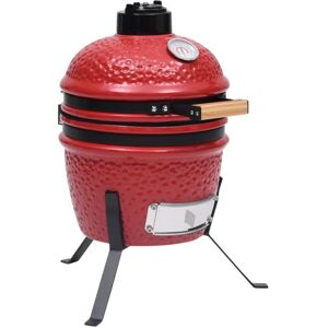 vidaXL 2-in-1 Kamado Barbecue Grill Smoker Ceramic Red Camping BBQ Grill Set vidaXL 2-in-1 Kamado Barbecue Grill Smoker Ceramic Red Camping BBQ Grill Set