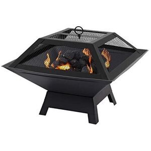 Taylor & Brown Square Fire Pit with BBQ Grill Heater Outdoor Garden Black Barbeq Taylor & Brown Square Fire Pit with BBQ Grill Heater Outdoor Garden Black Barbeq