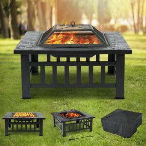 Unbranded 3in1 Square Fire Pit Fire Bowl BBQ Barbecue Garden Outdoor Best Unbranded 3in1 Square Fire Pit Fire Bowl BBQ Barbecue Garden Outdoor Best