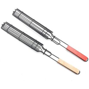 GreenZech (Red) Barbecue Grilling Basket Kabobs Skewers Rack Hot Dog Sausage Rotisserie BB GreenZech (Red) Barbecue Grilling Basket Kabobs Skewers Rack Hot Dog Sausage Rotisserie BB