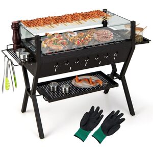 Costway Barbecue Charcoal Grills Stainless Steel Camping BBQ Grill w/ Wind Guard Costway Barbecue Charcoal Grills Stainless Steel Camping BBQ Grill w/ Wind Guard