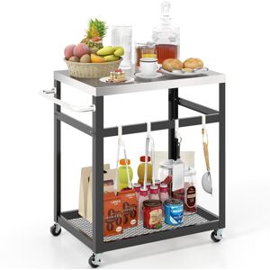 Costway 2-tier Outdoor Grill Cart on Wheels Pizza Oven Stand Trolley Stainless Steel Top Costway 2-tier Outdoor Grill Cart on Wheels Pizza Oven Stand Trolley Stainless Steel Top
