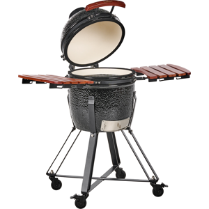 Beliani Charcoal BBQ Grill KAMADO Ceramic Black Beliani Charcoal BBQ Grill KAMADO Ceramic Black