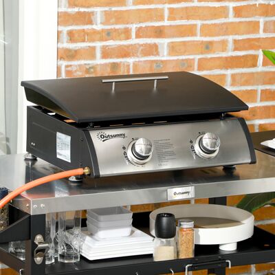Outsunny Portable Gas Plancha Barbecue Grill with 2 Stainless Steel Burner Outsunny Portable Gas Plancha Barbecue Grill with 2 Stainless Steel Burner