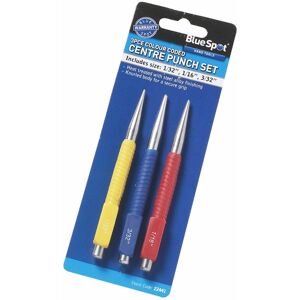 3 Piece Centre Punch Set With Knurled Handles - Bluespot Tools 22441 Bs22441 - 3 Piece Centre Punch Set With Knurled Handles - Bluespot Tools 22441 Bs22441 -