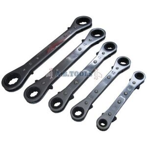 Unbranded Ratchet Ring Spanner Set Metric Sizes Te075 - 621mm Spanners Flat 5 5pc Wrench - Unbranded Ratchet Ring Spanner Set Metric Sizes Te075 - 621mm Spanners Flat 5 5pc Wrench -