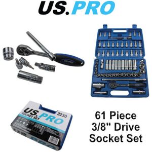 US PRO Tools 3/8" Drive Sockets & Deep Socket Set 61pc Tool Set 3230 US PRO Tools 3/8" Drive Sockets & Deep Socket Set 61pc Tool Set 3230