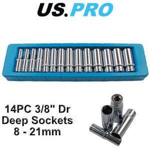 US PRO 14 Piece 3/8" Dr 6 Point Deep Metric Socket Set 8mm - 21mm 1389 US PRO 14 Piece 3/8" Dr 6 Point Deep Metric Socket Set 8mm - 21mm 1389
