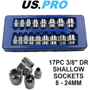 US PRO 17pc 3/8 in Drive Shallow Socket Set 6-Point Metric 8-24mm (1376) US PRO 17pc 3/8 in Drive Shallow Socket Set 6-Point Metric 8-24mm (1376)