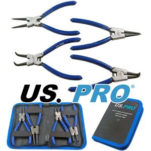 US PRO 4 Piece 6" 150mm Circlip Snap Ring Pliers Internal External Pouch 2059 US PRO 4 Piece 6" 150mm Circlip Snap Ring Pliers Internal External Pouch 2059