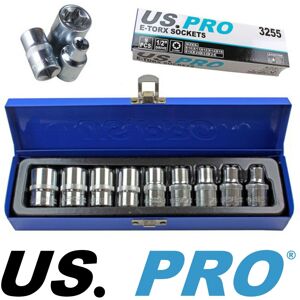 US PRO Tools 9pc 1/2" Dr Female Torx E-TRX Star Socket Set E10-E24 B3255 US PRO Tools 9pc 1/2" Dr Female Torx E-TRX Star Socket Set E10-E24 B3255