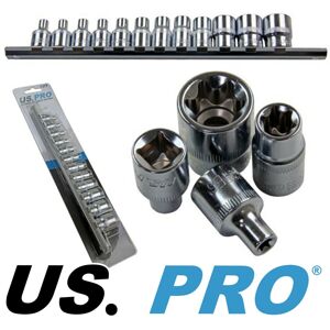 US PRO 12pc E TORX SOCKET SET E4 to E20 3/8" Drive Female Torque Star Sockets US PRO 12pc E TORX SOCKET SET E4 to E20 3/8" Drive Female Torque Star Sockets