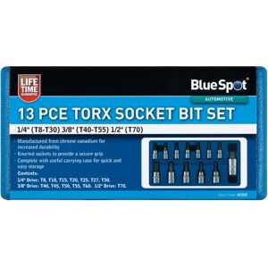 BlueSpot 01503 13 Piece Torx Socket Bit Set (T8-T60) BlueSpot 01503 13 Piece Torx Socket Bit Set (T8-T60)