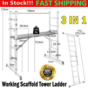 Unbranded Aluminium Working Scaffold Scaffolding Tower 6 Steps Ladder Platform Unbranded Aluminium Working Scaffold Scaffolding Tower 6 Steps Ladder Platform