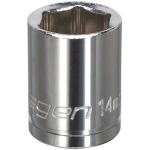 Loops 14mm Chrome Plated Drive Socket - 3/8" Square Drive - High Grade Carbon Steel Loops 14mm Chrome Plated Drive Socket - 3/8" Square Drive - High Grade Carbon Steel