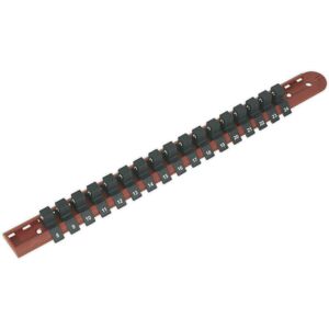 Loops 1/2" Square Drive Bit Holder - 17x Socket Capacity - Retaining Rail Bar Storage Loops 1/2" Square Drive Bit Holder - 17x Socket Capacity - Retaining Rail Bar Storage