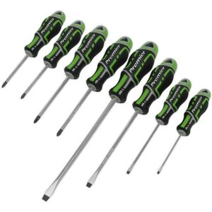 Loops 8 PACK Premium Soft Grip Screwdriver Set - Slotted & Phillips Various Size GREEN Loops 8 PACK Premium Soft Grip Screwdriver Set - Slotted & Phillips Various Size GREEN