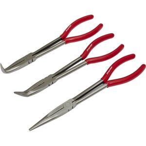 Loops 3 Piece 280mm Needle Nose Pliers Set - Straight & Angled Nose - Serrated Jaws Loops 3 Piece 280mm Needle Nose Pliers Set - Straight & Angled Nose - Serrated Jaws