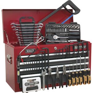 Loops 6 Drawer Topchest with 98 Piece Tool Kit - Ball Bearing Slides - Red & Grey Loops 6 Drawer Topchest with 98 Piece Tool Kit - Ball Bearing Slides - Red & Grey