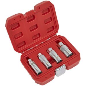 Loops 4 Piece Spark Plug Socket Set - 3/8" Sq Drive WallDrive Sockets - Forged Steel Loops 4 Piece Spark Plug Socket Set - 3/8" Sq Drive WallDrive Sockets - Forged Steel
