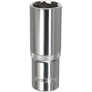 Loops 21mm Forged Steel DEEP Drive Socket - 1/2" Square Drive Polished Chrome Vanadium Loops 21mm Forged Steel DEEP Drive Socket - 1/2" Square Drive Polished Chrome Vanadium