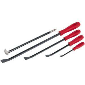 Loops 5 Piece Heavy Duty Pry & Heel Bar Set - Hardened Shafts - Easy Grip Handles Loops 5 Piece Heavy Duty Pry & Heel Bar Set - Hardened Shafts - Easy Grip Handles