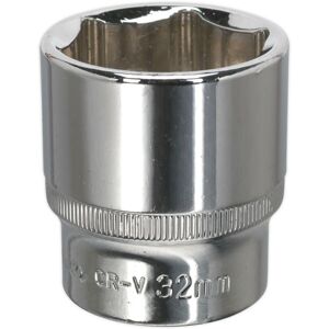 Loops 32mm Forged Steel Drive Socket - 1/2" Square Drive - Polished Chrome Vanadium Loops 32mm Forged Steel Drive Socket - 1/2" Square Drive - Polished Chrome Vanadium